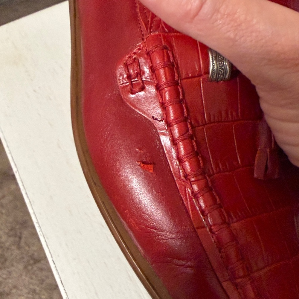 Vintage Brighton Women’s (Julie) Red Crocodile Embossed Leather Mules / Size 8.5 - Picture 8 of 9
